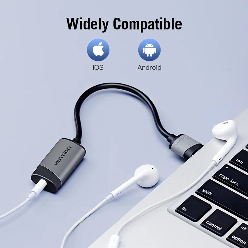 Vention USB External Sound Card USB to AUX Jack 3.5mm Earphone Adapter Audio Mic Sound Card 7.1 Free Drive for Computer Laptop
