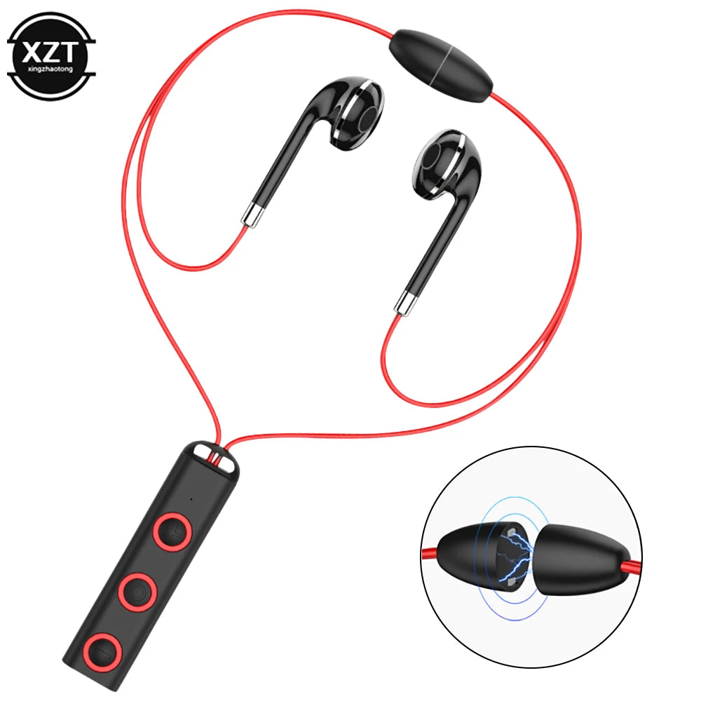 BT313 Bluetooth-Compatible Earphones Magnetic Headphone Sport Wireless Hanging Neck Earphones with Mic for Xiaomi Red Mi Huawei
